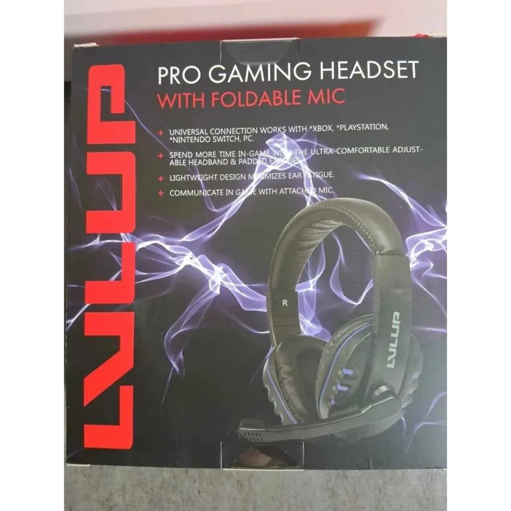 LVLUP Pro Gaming Headset Foldable Mic Black Blue PS4 Xbox PC Nintendo Switch